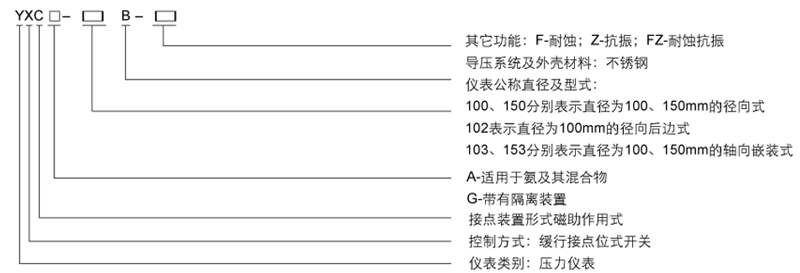 YXC-102-F磁助式电接点压力表,YXC-102-F耐腐蚀电接点压力表,轴向磁助电接点压力表